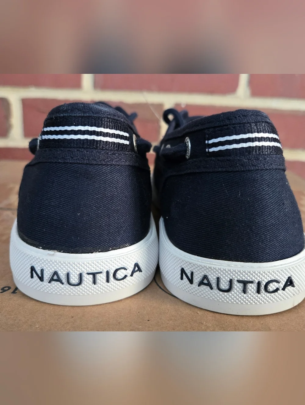 Nautica Men’s Boat Shoes Navy‎ Canvas Deck Sneakers Size 7.5 Casual Lace-Up